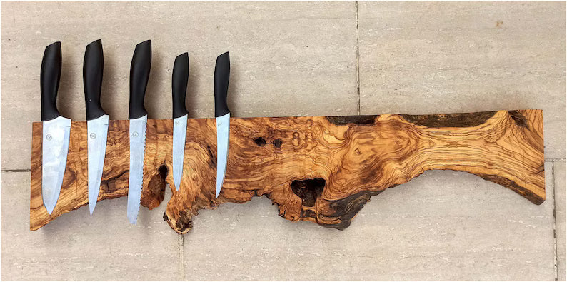 Magnetic Knife Holder, Kitchen Knife Holder, Made to Order Olive Wooden Knife Holder, Live Edge Knife Rack, Knife Stand,Knife Block