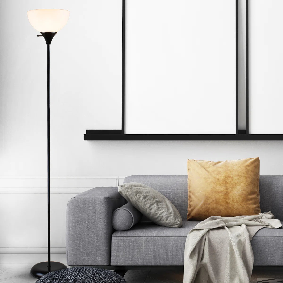 Kamelya 71'' Torchiere Floor Lamp with Outlet