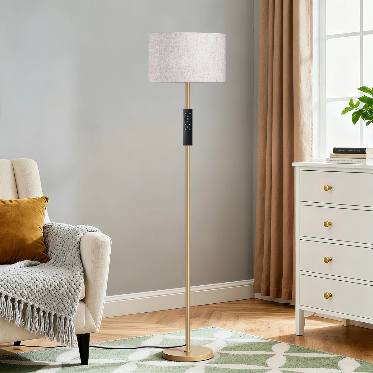 63.6'' Standard Floor Lamp With Remote Control And Bulb Included
