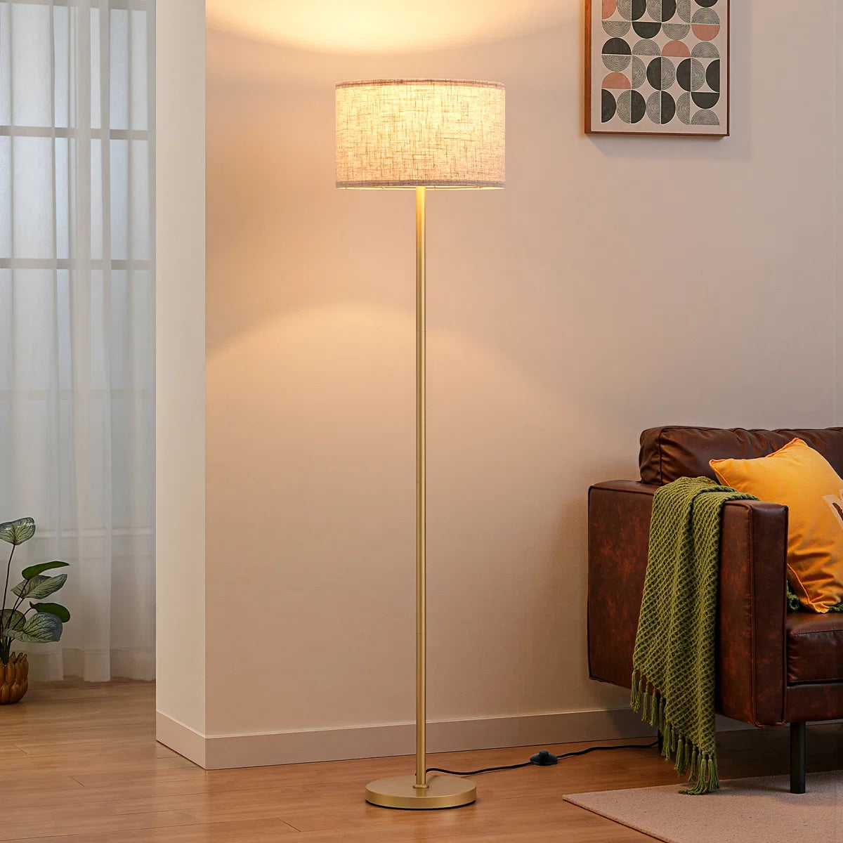63.6'' Standard Floor Lamp With Remote Control And Bulb Included