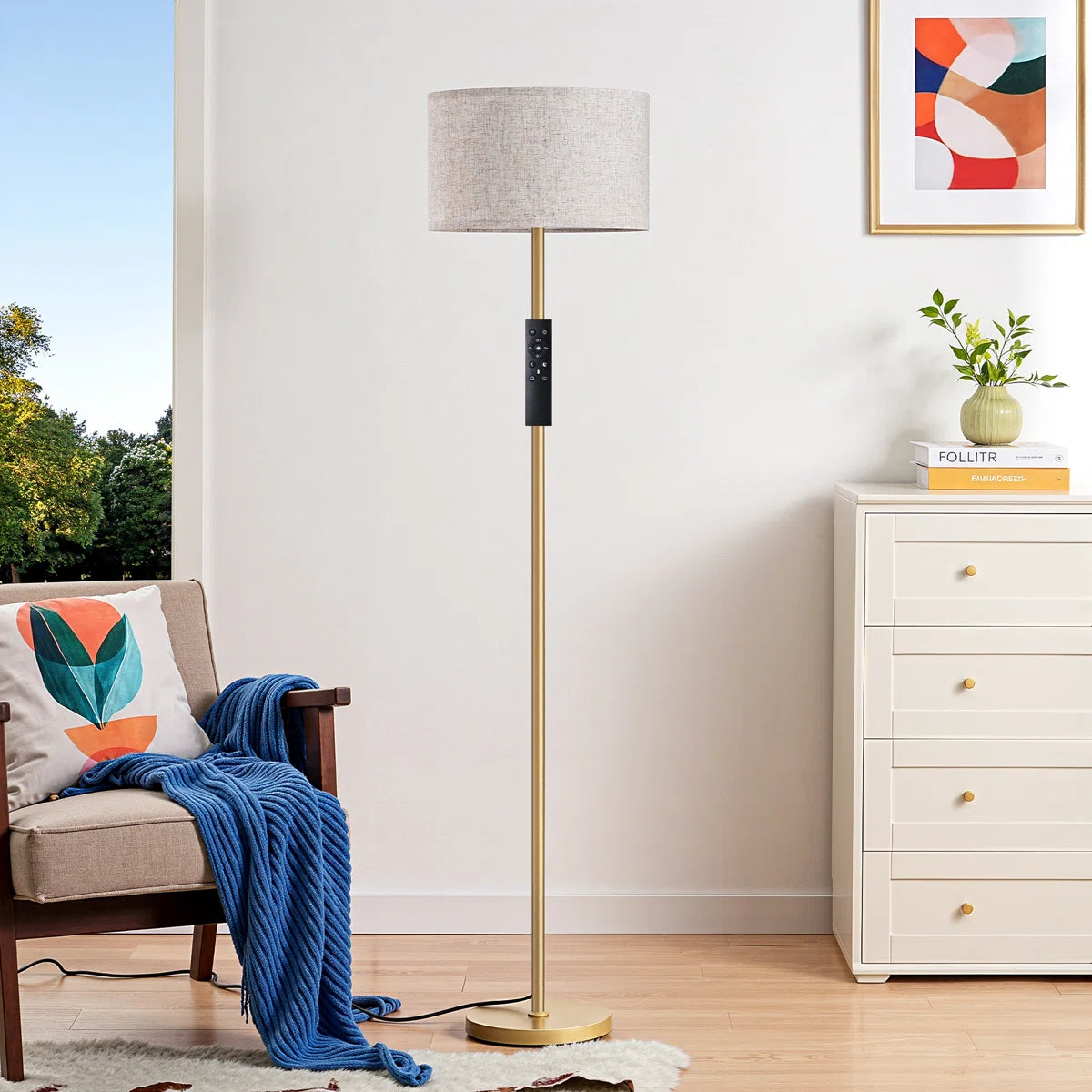 63.6'' Standard Floor Lamp With Remote Control And Bulb Included