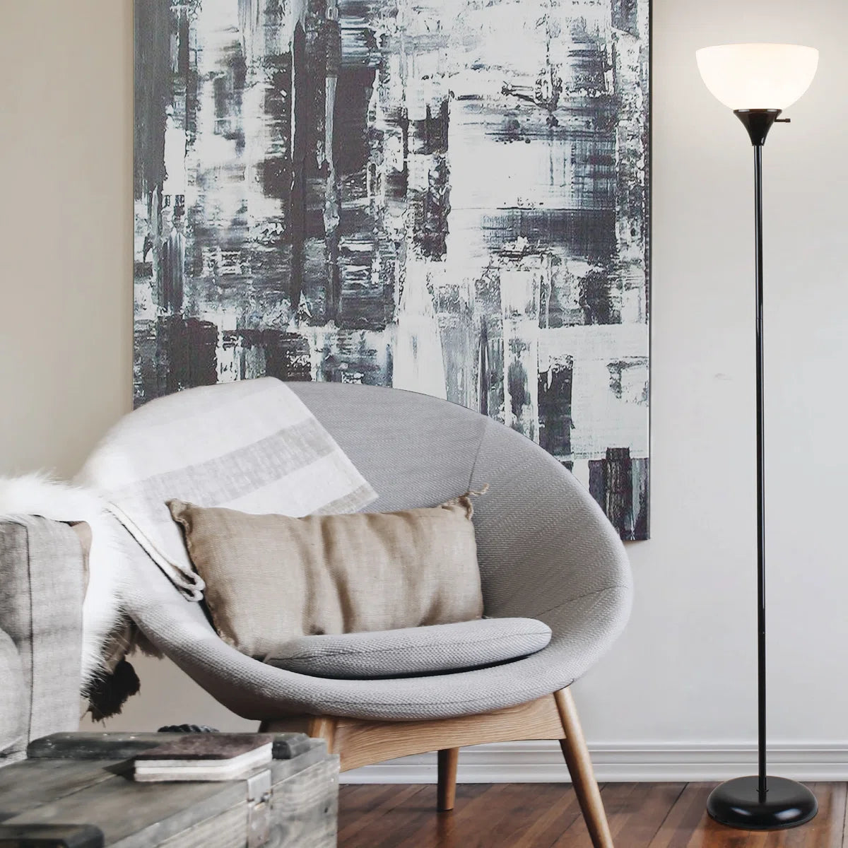 Kamelya 71'' Torchiere Floor Lamp with Outlet