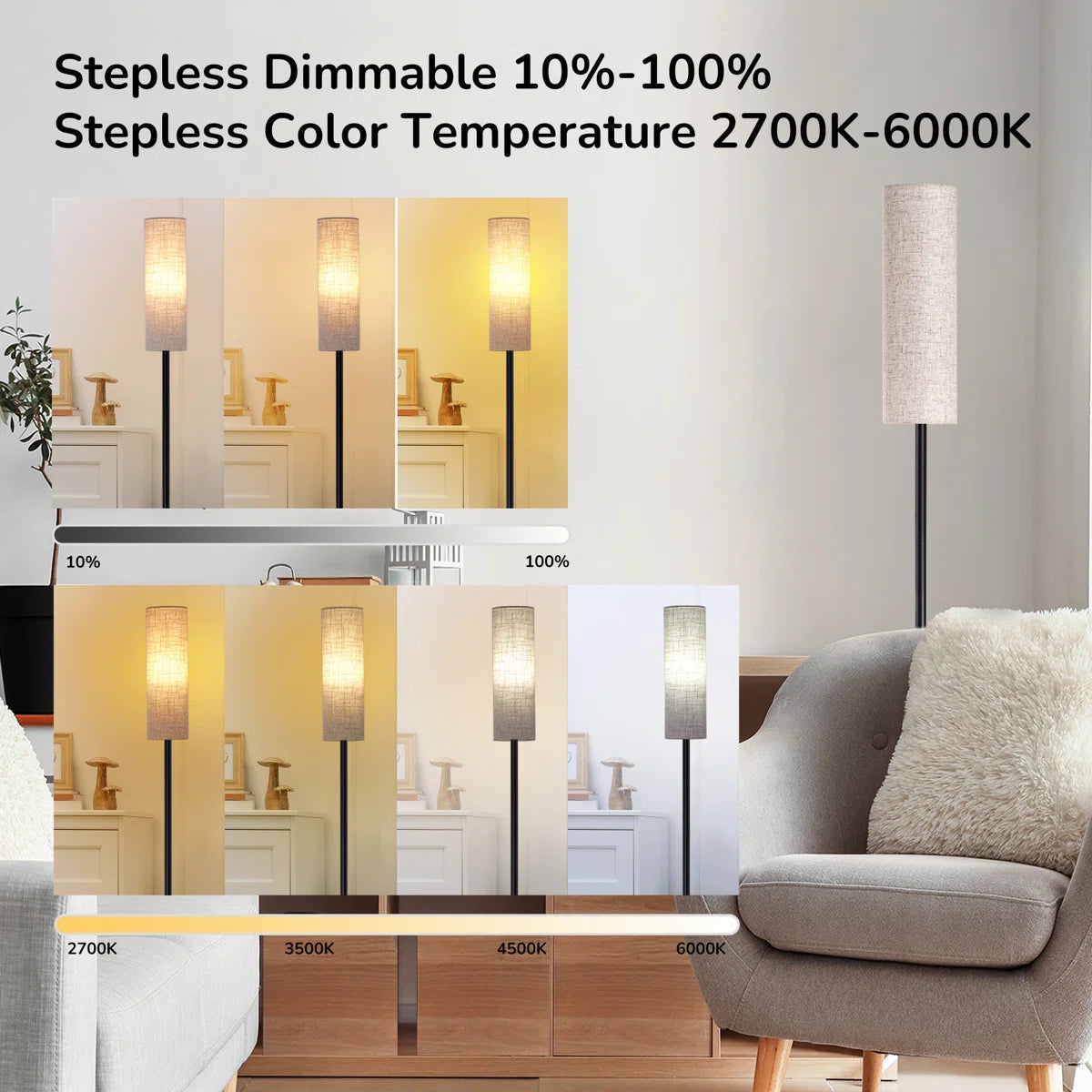 Smathering 65'' Traditional Floor Lamp with Remote Control and Bulb Included