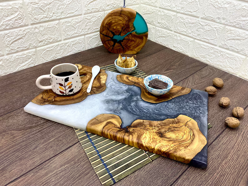 Personalized Charcuterie Board, Custom Cutting Board, Resin and Olive Wood Cheese Board, Kitchen and Dining, Epoxy Resin Art, New Home Gift