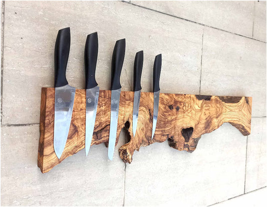 Magnetic Knife Holder, Kitchen Knife Holder, Made to Order Olive Wooden Knife Holder, Live Edge Knife Rack, Knife Stand,Knife Block
