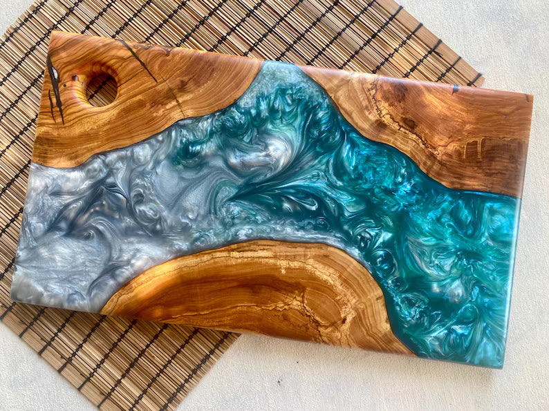 Personalized Charcuterie Board, Custom Cutting Board, Resin and Olive Wood Cheese Board, Kitchen and Dining, Epoxy Resin Art, New Home Gift