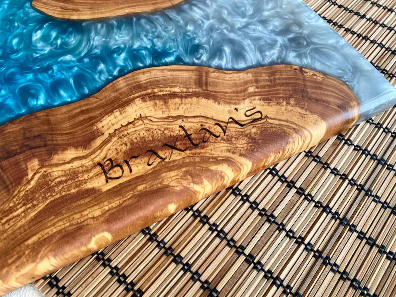 Personalized Charcuterie Board, Custom Cutting Board, Resin and Olive Wood Cheese Board, Kitchen and Dining, Epoxy Resin Art, New Home Gift
